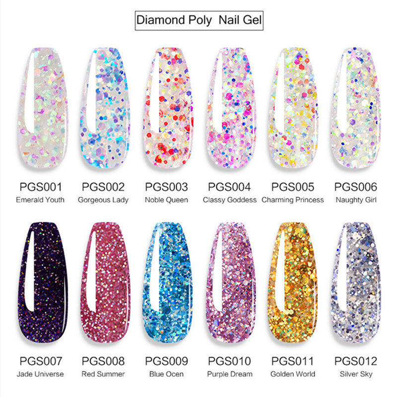 Nail Acrylic Gel Kit With Brush Tips Poligel Nail Kit Crystal Extension Poly Gel Nail Set