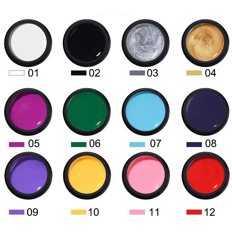 12 Color 8 ml Non-toxic False Nail UV Nail Art Painting Gel