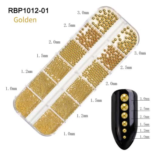 1mm 1.2mm 1.5mm 2mm 3mm Gold Black Rose Gold Stainless Steel Nails Art Beads Ball