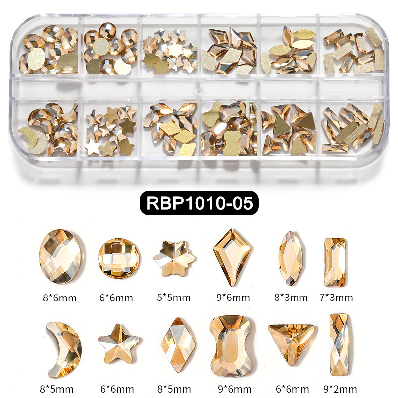 Diamond Bling Flat Back Jewelry Box Triangle Moon Heart Nails Crystal