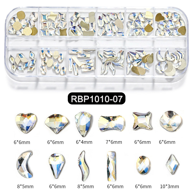 Diamond Bling Flat Back Jewelry Box Triangle Moon Heart Nails Crystal