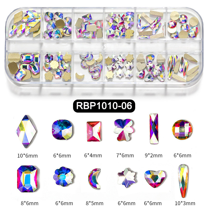 Diamond Bling Flat Back Jewelry Box Triangle Moon Heart Nails Crystal