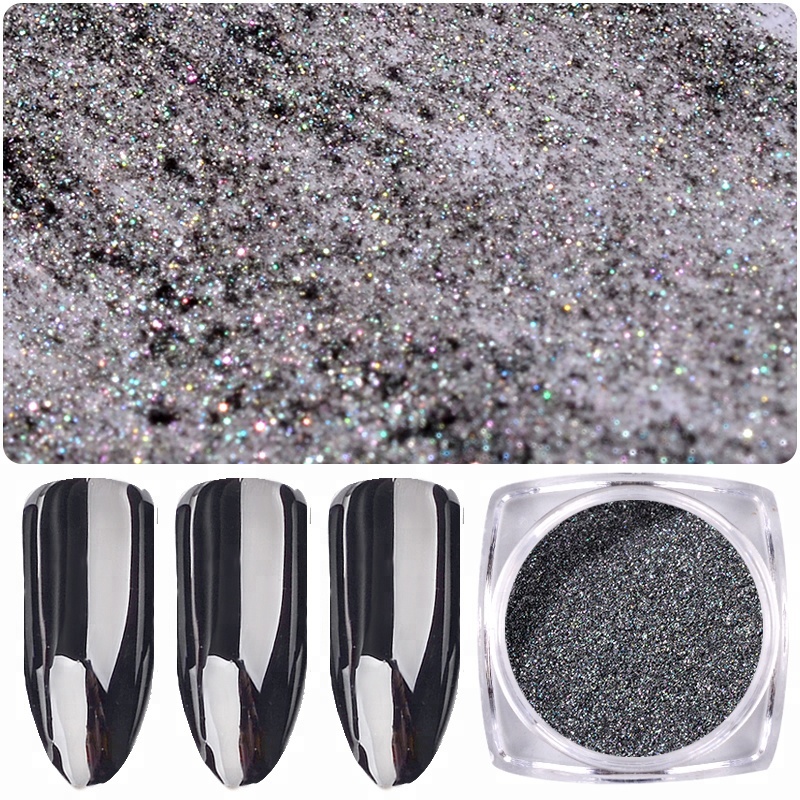 Black Nail Art Magic Mirror Effect Chrome Powder Tiny Pigment