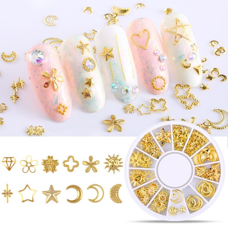 Summer Sea Metal Alloy Rivets Shell Star Starfish Hollow Star Studs Gold Charms