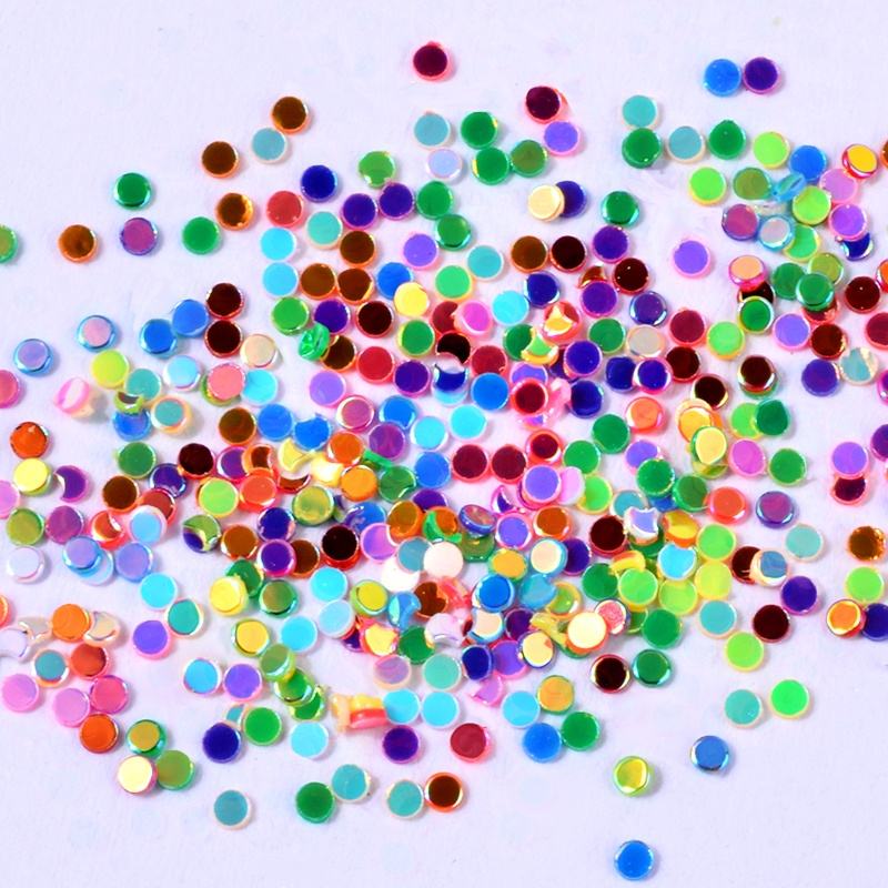 1mm Laser Round Flat Back 3D Nail Art Sequins Decorations Wheel