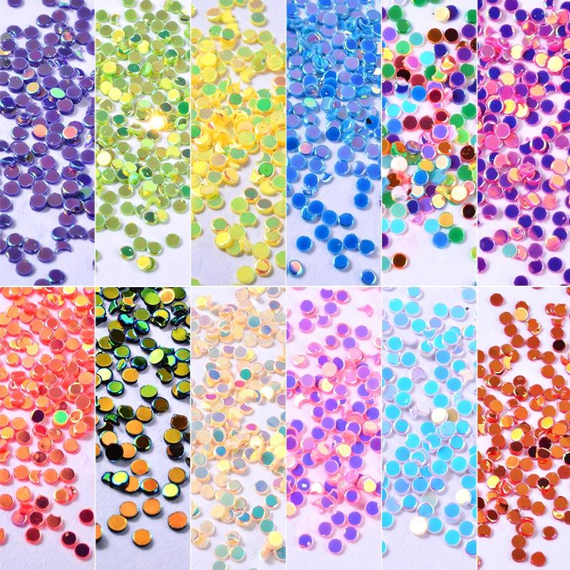 1mm Laser Round Flat Back 3D Nail Art Sequins Decorations Wheel