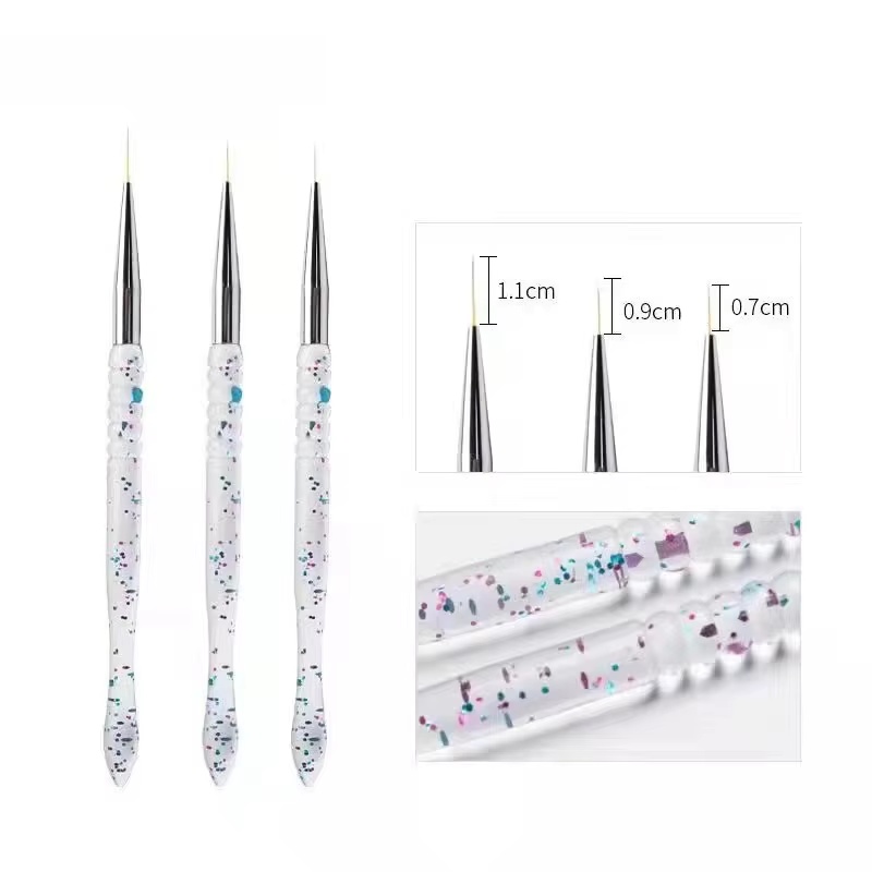 Luxury 5-Piece Crimped Ferrule Line & Flower Acrylic Sequin Transparent Rod Bead Layer  Spot Nail Art Drawing Pen Set