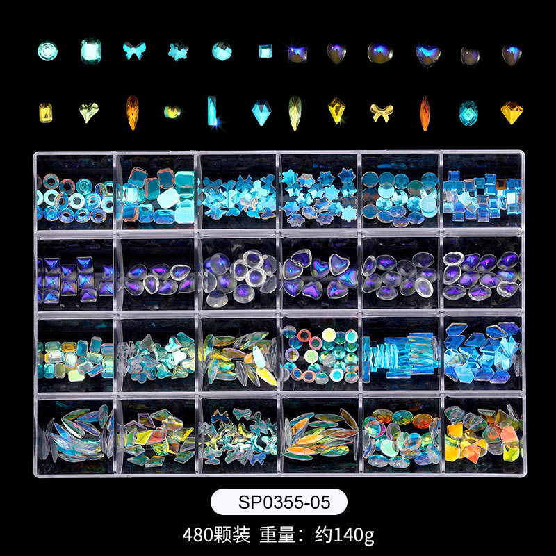 Mixed Alloy Rhinestone Aurora Glass Resin Snake Planet Nail Art Diamond Jewelry